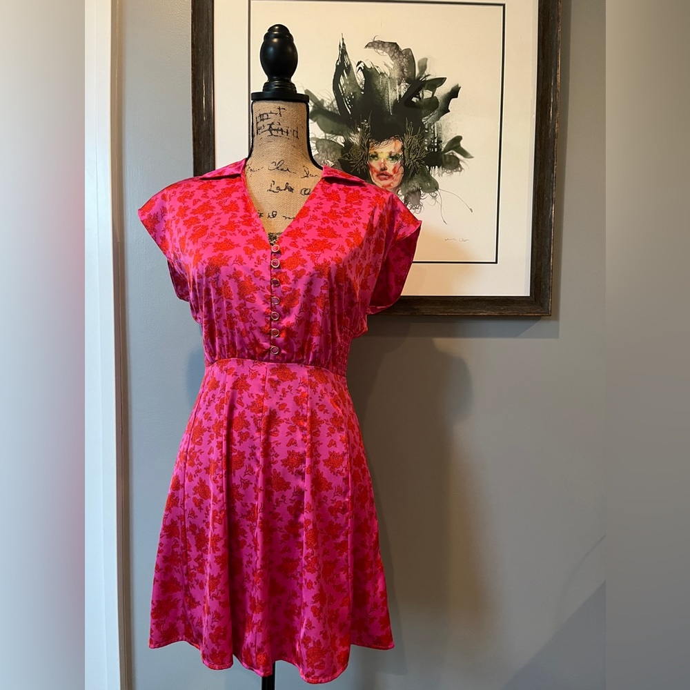 NWT Elegant Pink Floral midi dress